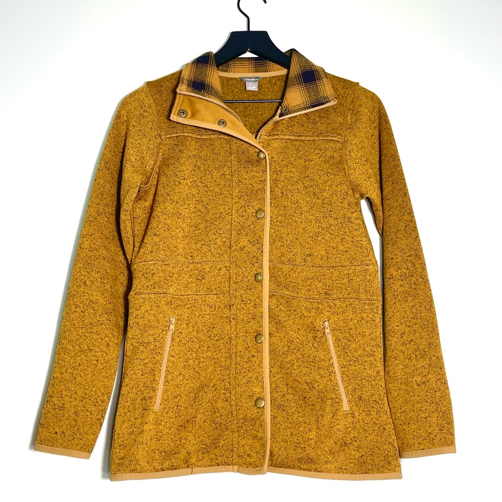 EDDIE BAUER Women's Zip Snap Closure Fleece Jacket Brown/Rust Color Size X-Small